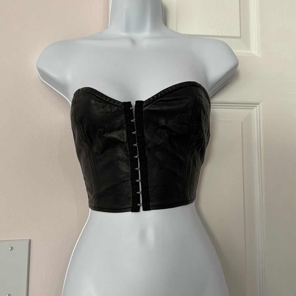 Vegan leather bandou Top